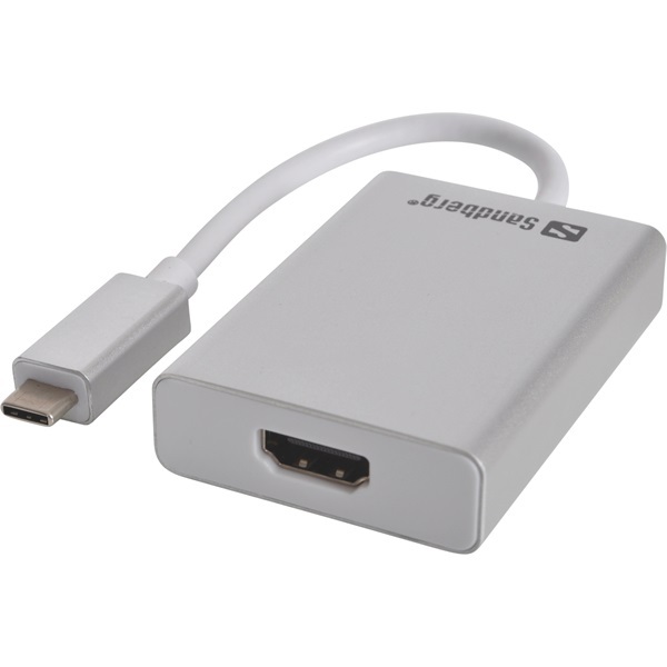Kábel Átalakító - USB-C to HDMI Link (ezüst; USB-C bemenet; HDMI (anya) kimenet; 2048x1152@32bit)